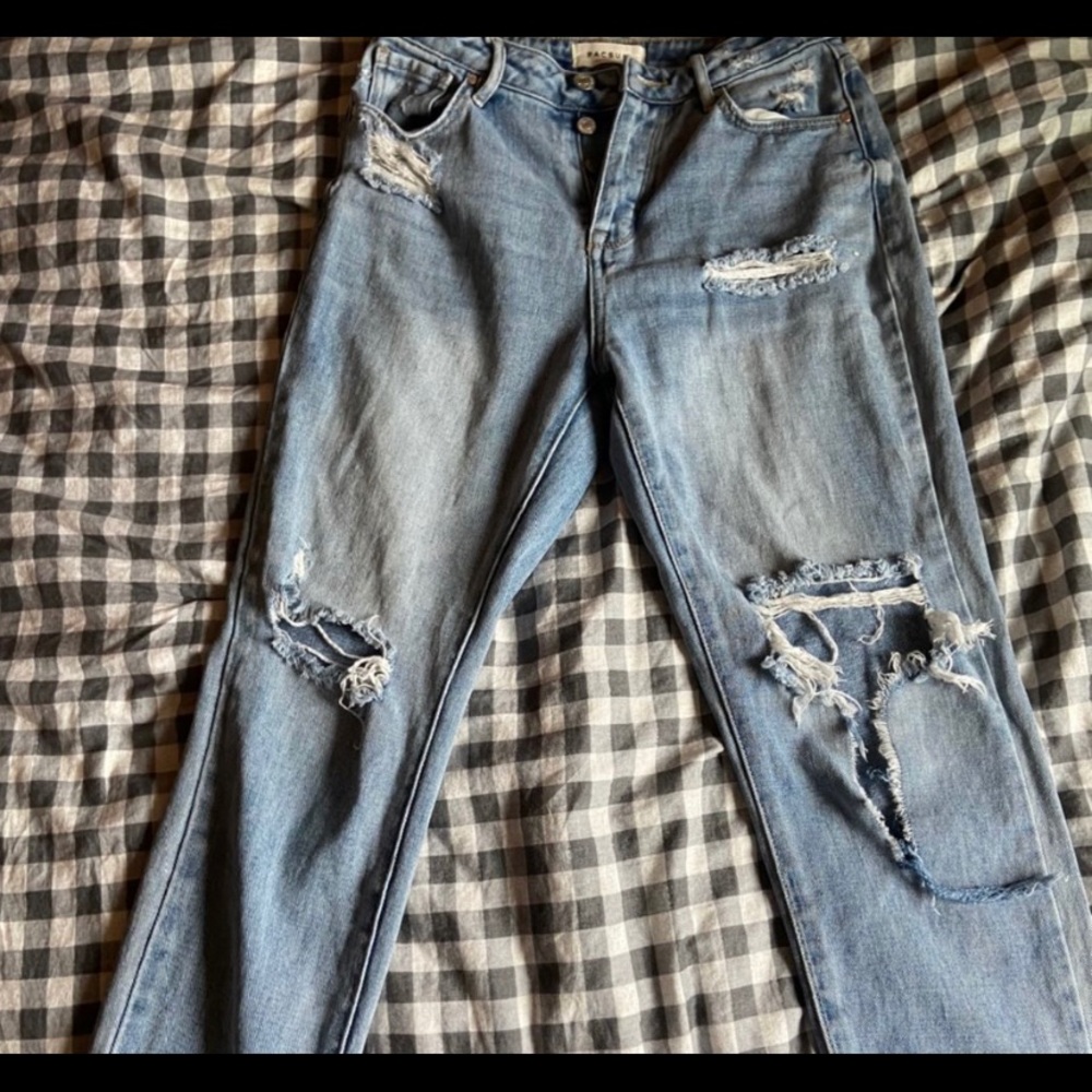 distressed pac sun mom jeans